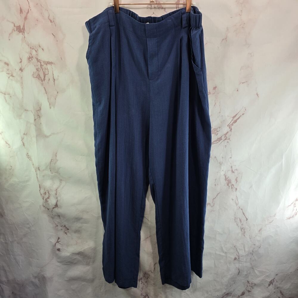Halara Pants Womens 3X X 27 Blue Wide Leg High Rise Crop Gauze